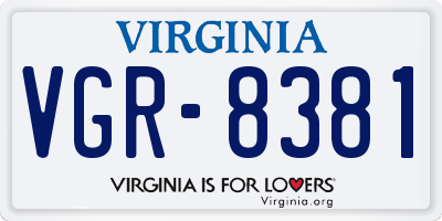 VA license plate VGR8381