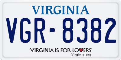 VA license plate VGR8382