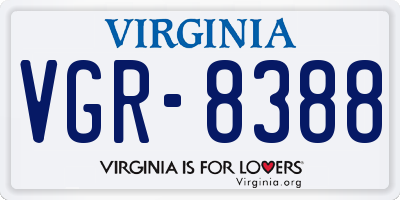 VA license plate VGR8388
