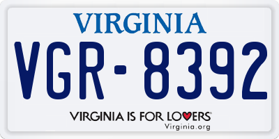 VA license plate VGR8392