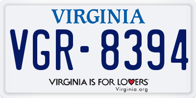 VA license plate VGR8394