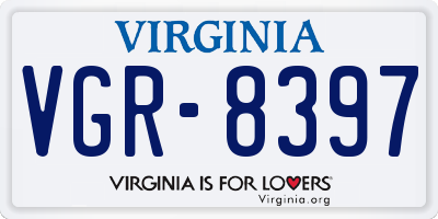 VA license plate VGR8397