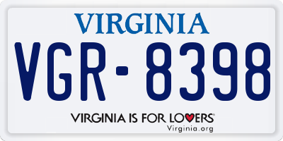 VA license plate VGR8398