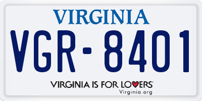 VA license plate VGR8401