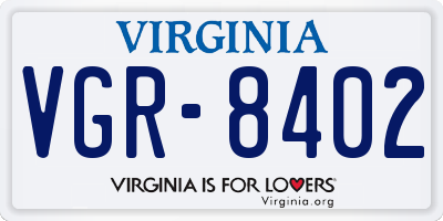 VA license plate VGR8402