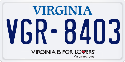 VA license plate VGR8403