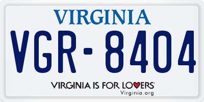 VA license plate VGR8404