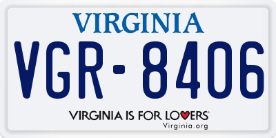 VA license plate VGR8406