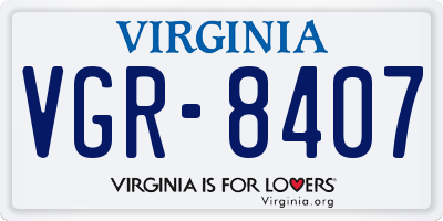 VA license plate VGR8407