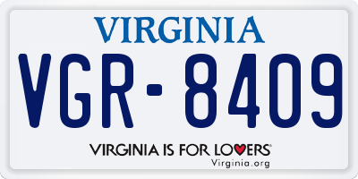 VA license plate VGR8409