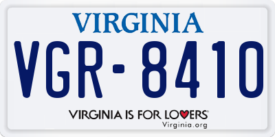 VA license plate VGR8410