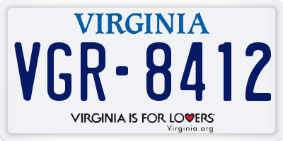 VA license plate VGR8412