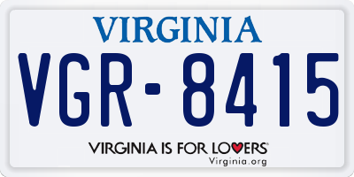 VA license plate VGR8415