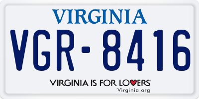 VA license plate VGR8416