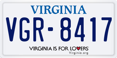 VA license plate VGR8417