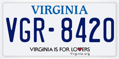 VA license plate VGR8420