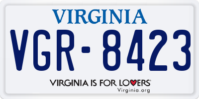 VA license plate VGR8423