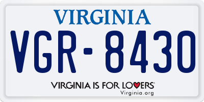 VA license plate VGR8430
