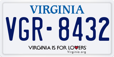 VA license plate VGR8432