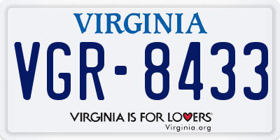 VA license plate VGR8433