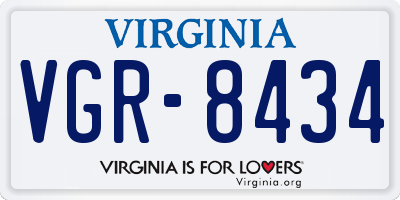 VA license plate VGR8434