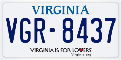VA license plate VGR8437