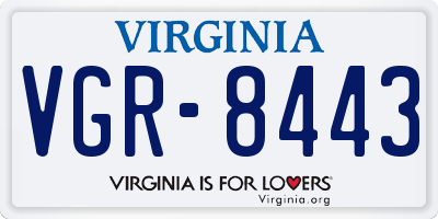 VA license plate VGR8443