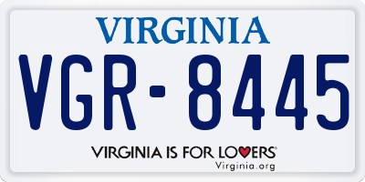 VA license plate VGR8445