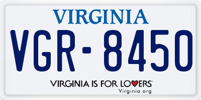 VA license plate VGR8450