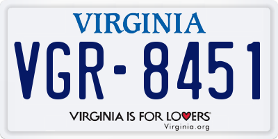 VA license plate VGR8451