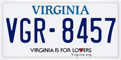 VA license plate VGR8457