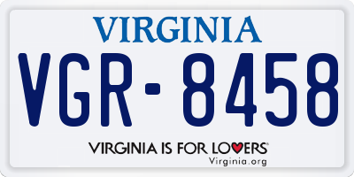 VA license plate VGR8458