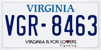 VA license plate VGR8463