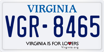 VA license plate VGR8465