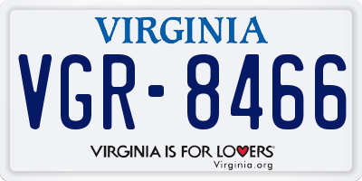 VA license plate VGR8466