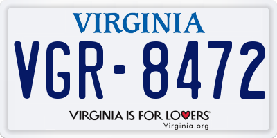 VA license plate VGR8472