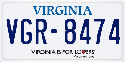 VA license plate VGR8474