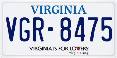 VA license plate VGR8475