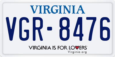 VA license plate VGR8476