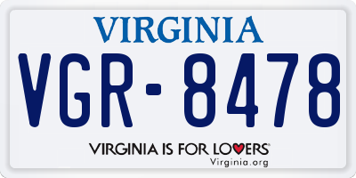VA license plate VGR8478