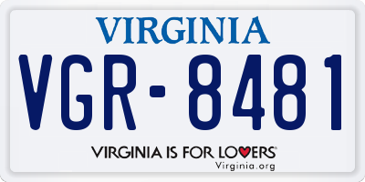 VA license plate VGR8481