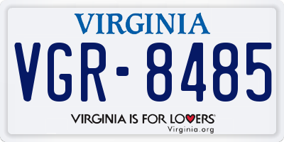 VA license plate VGR8485