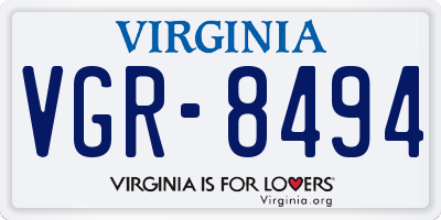 VA license plate VGR8494