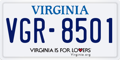 VA license plate VGR8501