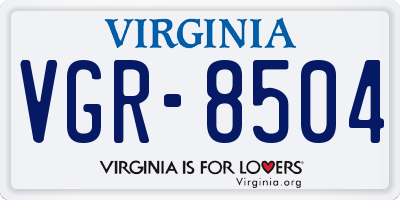 VA license plate VGR8504