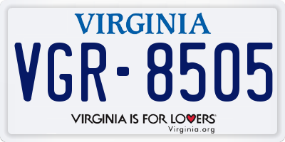 VA license plate VGR8505