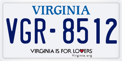 VA license plate VGR8512