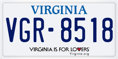 VA license plate VGR8518