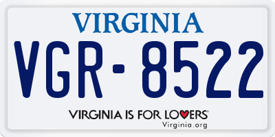 VA license plate VGR8522