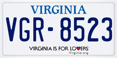 VA license plate VGR8523